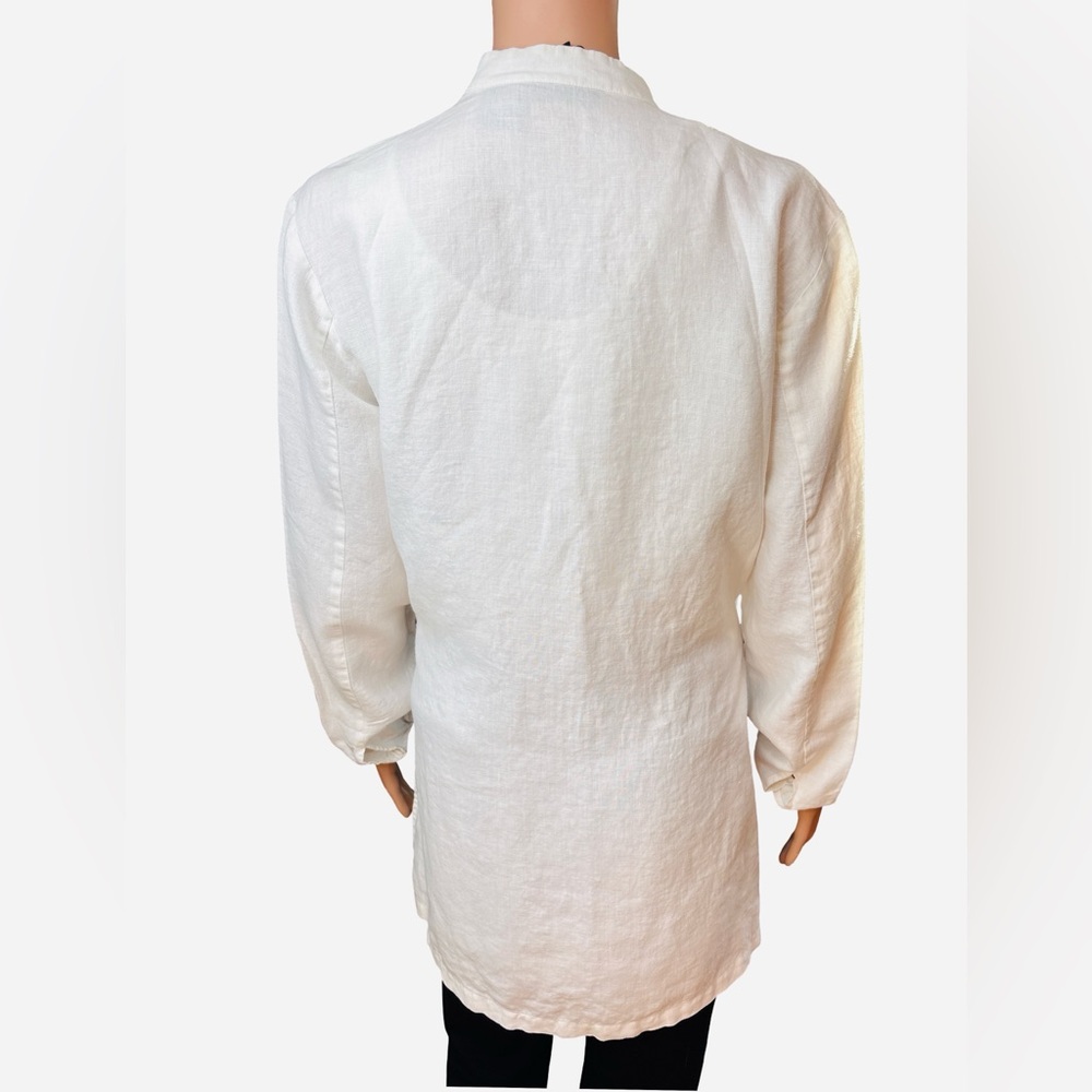 Willi Smith Classic White Linen Tunic Button Down  Shirt Medium - Picture 3 of 7